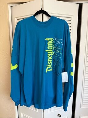 Disney Teal Long Sleeve Shirt with Neon Yellow Graphics